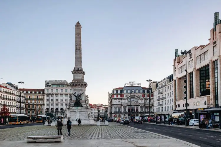 Praça do Rossio no pôr do sol