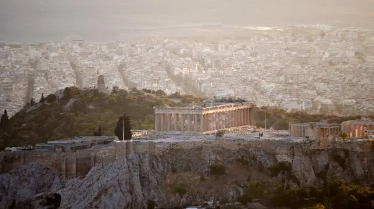 Acrópole de Atenas no pôr do sol