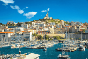 Vieux Port em Marselha, em dia de sol