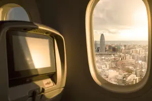 Vista de Barcelona de dentro do avião