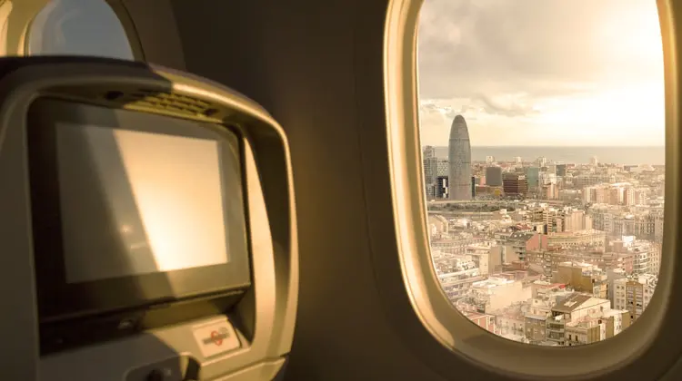 Vista de Barcelona de dentro do avião