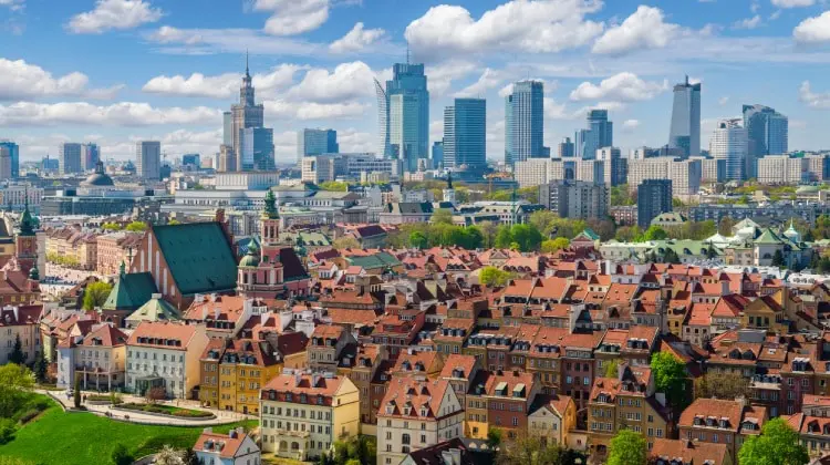 Vista panorâmica de Varsóvia, Polônia.