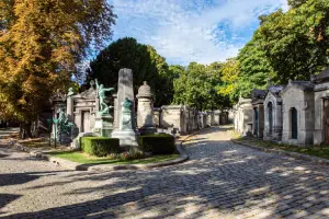 Interior de um dos cemitérios famosos em Paris.
