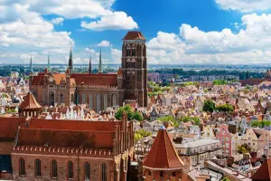 Vista aérea da cidade de Gdańsk, na Polônia.